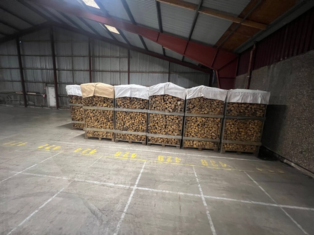 Firewood crates in hall